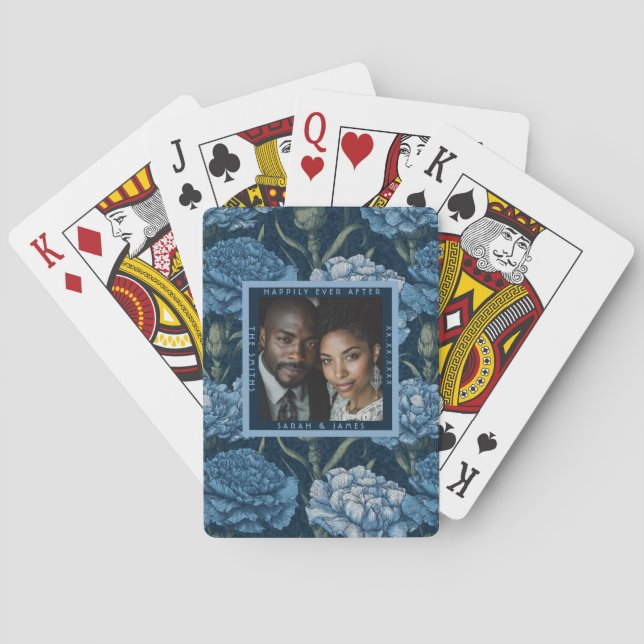 Cute Carnation Charm Modern Wedding Playing Cards (Back)