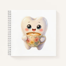 Cute Carnet Dentaire Amoureux du Café Kawaii Carré