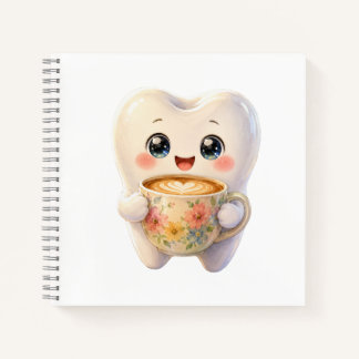 Cute Carnet Dentaire Amoureux du Café Kawaii Carré