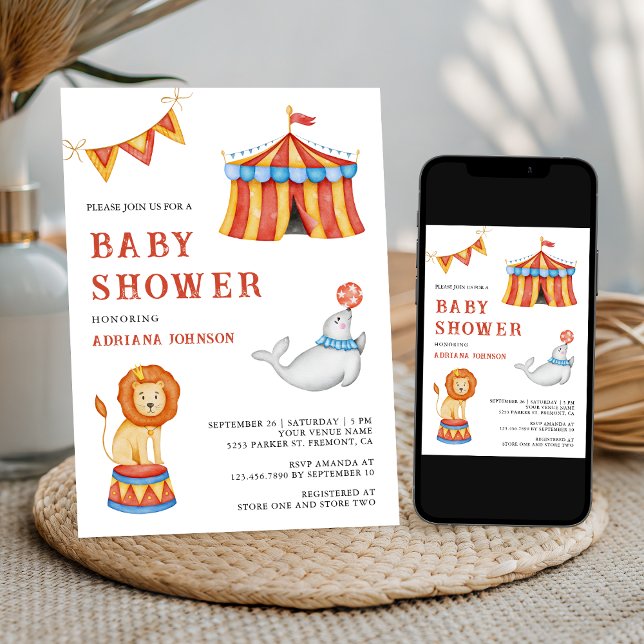 Cute Carnival Circus Baby Shower Invitation (Creator Uploaded)