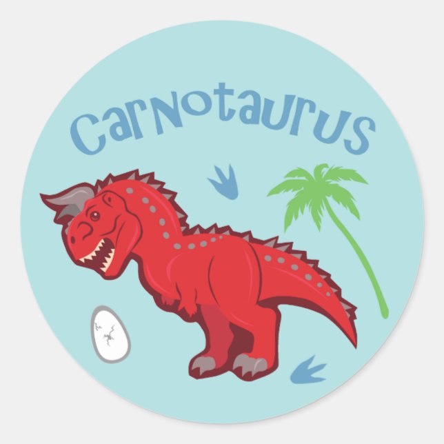 Cute Carnotaurus Classic Round Sticker (Front)