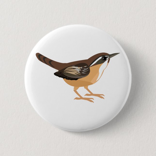 Cute Carolina Wren 2 Inch Round Button (Front)