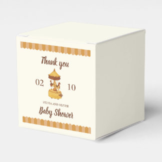 Cute carousel gender neutral baby shower favor box