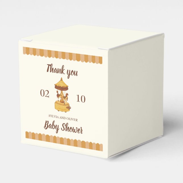 Cute carousel gender neutral baby shower  favor box (Front Side)