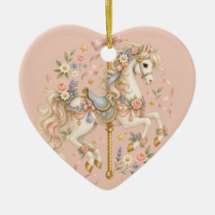 Cute Carousel Horse Vintage Art Ceramic Ornament