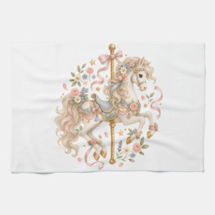 Cute Carousel Horse Vintage Art Kitchen Towel