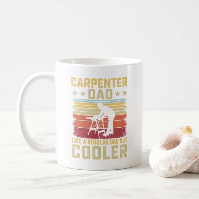 Cute Carpenter Cool Dad Retro Gift  Coffee Mug (With Donut)