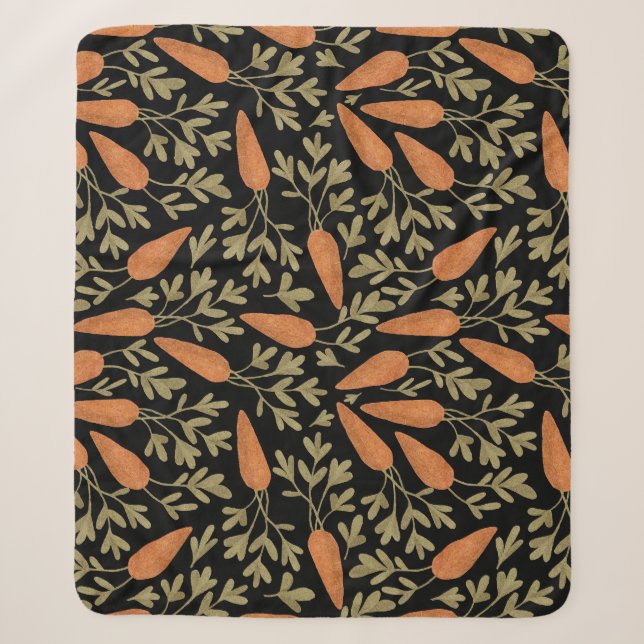 Cute Carrot Hand Drawn Pattern Sherpa Blanket (Front)