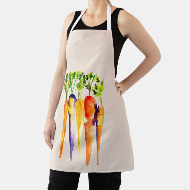 Cute carrots watercolor art apron (Insitu)