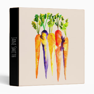 Cute carrots watercolor art binder