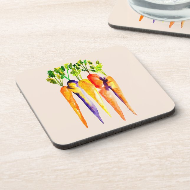 Cute carrots watercolor art coaster (Left Side)