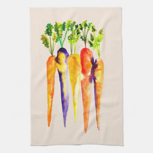Cute carrots watercolor art kitchen towel