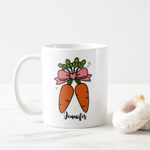 Cute carrots with a pink bow personalized name coffee mug