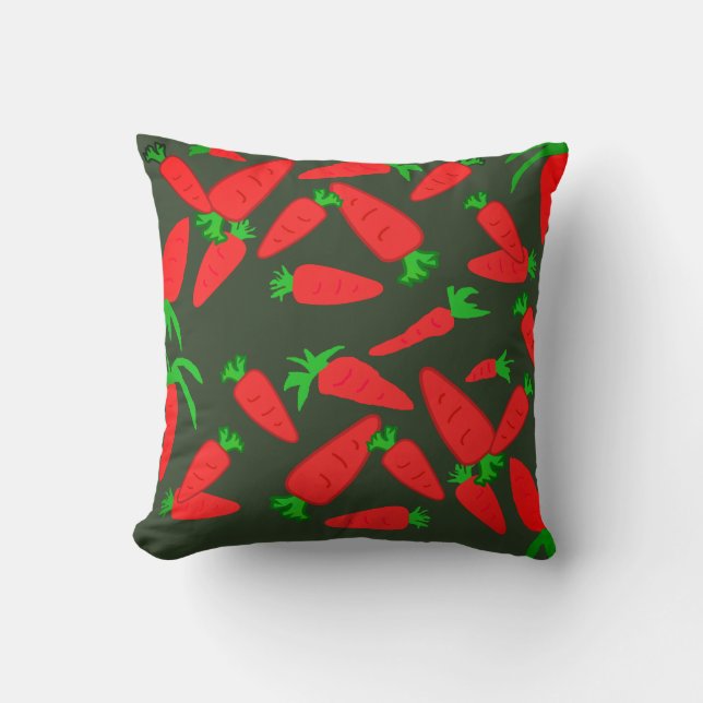 Cute Carrots Yummy Throw Pillow Cushion (Front)