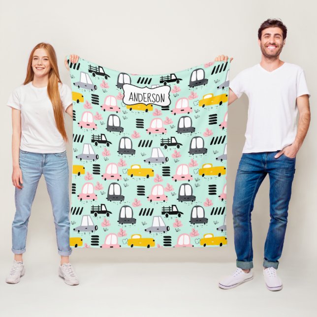 Cute Cars  Fleece Blanket, Medium (In Situ)