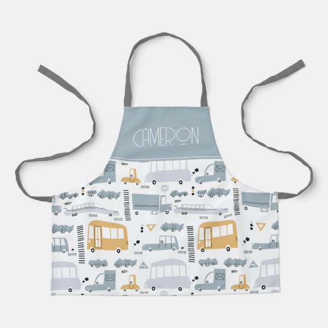 Cute Cars in Traffic Pattern Apron (Front)