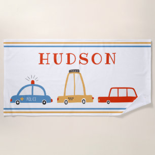 Cute Cars Personalized Beach Towel