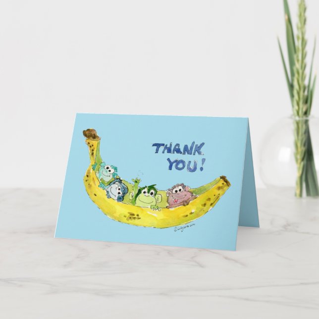 Cute Carte de remerciements singe bleu (Devant)