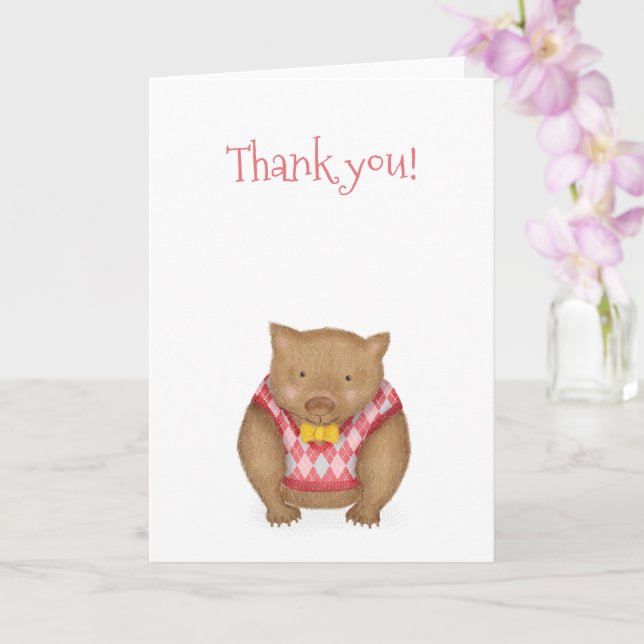 Cute carte de remerciements wombat (Orchidée)