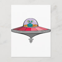Cute Cartoon Alien In A UFO