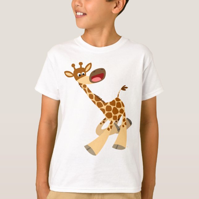 Cute Cartoon Ambling Giraffe Children T-Shirt (Front)
