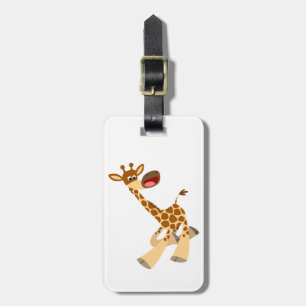 Cute Cartoon Ambling Giraffe Luggage Tag