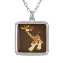 Cute Cartoon Ambling Giraffe Necklace