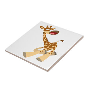 Cute Cartoon Ambling Giraffe Tile
