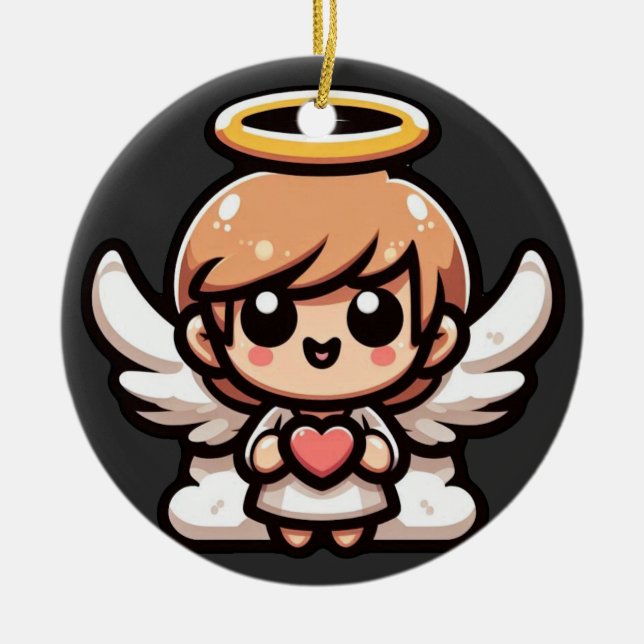 Cute Cartoon Angel Ceramic Ornament (Front)