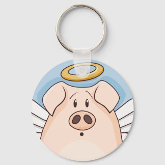 Cute Cartoon Angel Pig Keychain