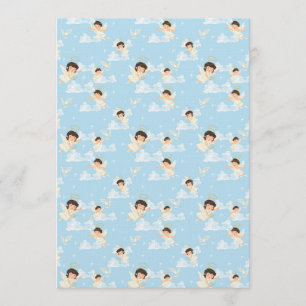 Cute Cartoon Angels And Doves Seamless Pattern Invitation