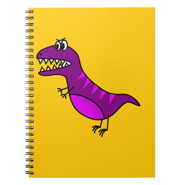 Cute cartoon angry purple dinosaur notebook (Front)