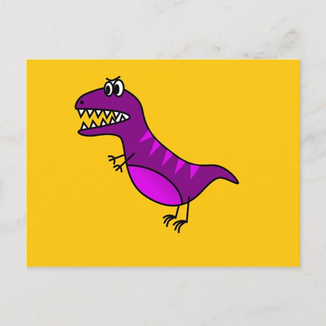 Cute cartoon angry purple dinosaur postcard (Front)