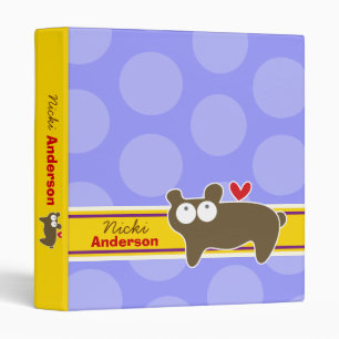 Cute Cartoon Animal Brown Bear Fun Dots Kids Binder