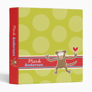 Cute Cartoon Animal Brown Monkey Fun Dots Kids Binder