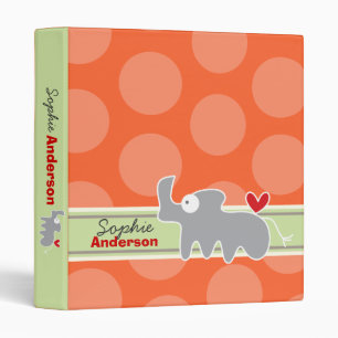 Cute Cartoon Animal Grey Rhinoceros Fun Dots Kids Binder