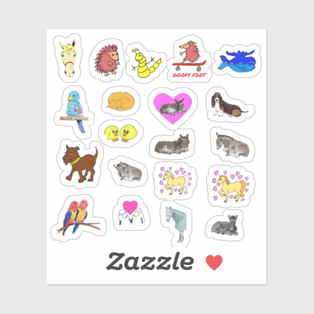 Cute Cartoon Animal Stickers (Sheet)