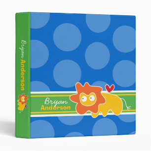 Cute Cartoon Animal Yellow Lion Fun Dots Kids Binder
