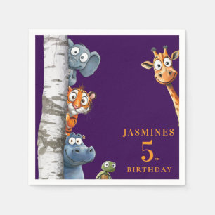 Cute Cartoon Animals Peek-a-Boo any Birthday  Napkin
