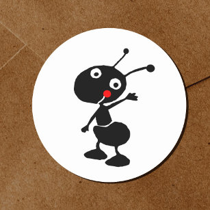 cute cartoon ant classic round sticker