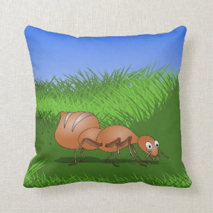 Cute Cartoon Ant Throw Pillow
