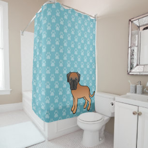 Cute Cartoon Apricot English Mastiff Dog On Blue