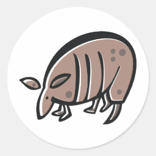 Cute Cartoon Armadillo Classic Round Sticker