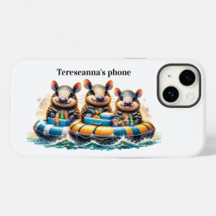 Cute Cartoon Armadillos Having Fun Tubing On River Case-Mate iPhone 14 Case