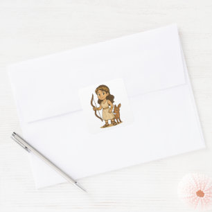 Cute Cartoon Artemis Baby   Greek Goddess  Square Sticker