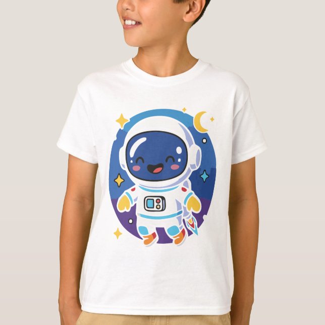 “Cute cartoon astronaut floating in space, playful T-Shirt (Front)
