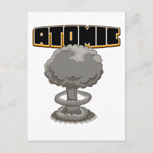 Cute cartoon atomic mushroom cloud postcard
