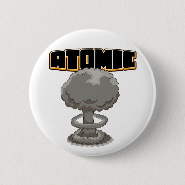Cute cartoon atomic mushroom cloud postcard 2 inch round button (Front)