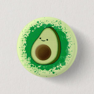 Cute Cartoon Avocado 1 Inch Round Button