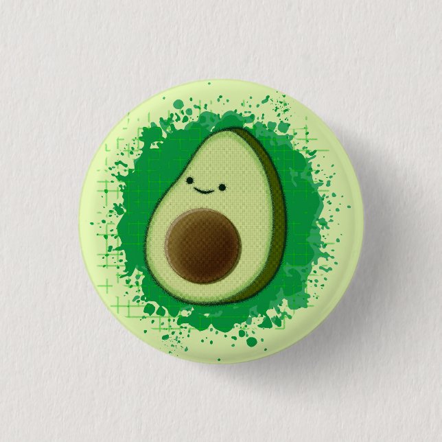 Cute Cartoon Avocado 1 Inch Round Button (Front)